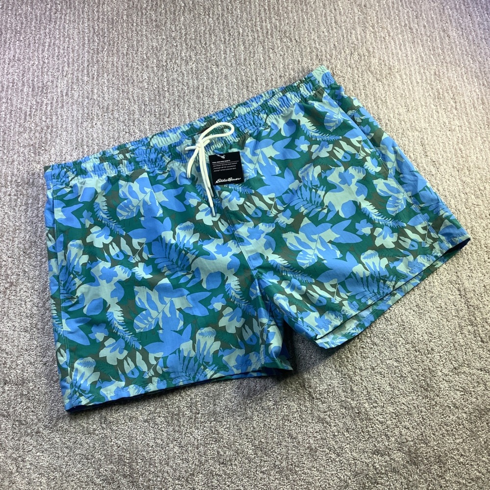 Eddie Bauer Tidal High Rise Shorts UPF 50+ Womens XXL Blue Floral NWT